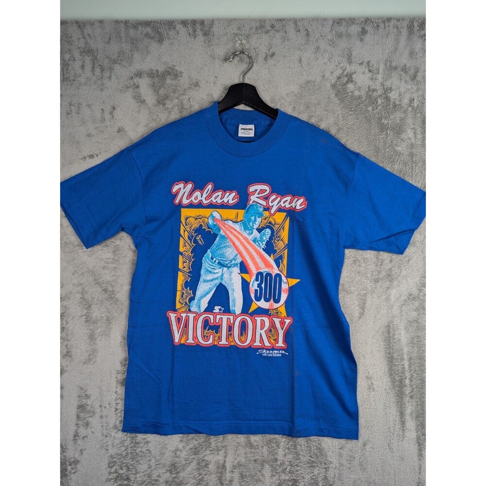 Vintage Nolan Ryan 300 Victory Starter T Shirt Men's L  Blue Pullover Crew Neck